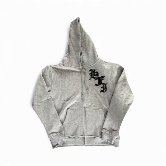 Gray HFI Rhinestone Zip Up