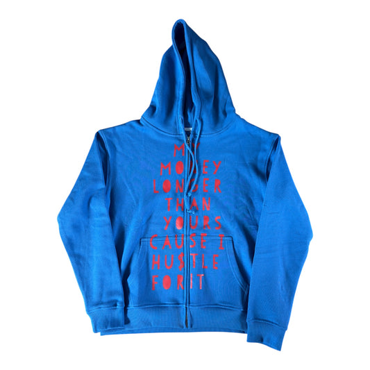 Blue/Red My Money Longer Zip Up